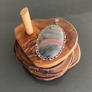 Picture Jasper and Sterling Silver Pendant